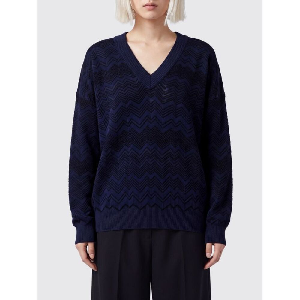 Missoni Women Missoni Relaxed Fit Zig-Zag Wool Blend V-Neck Jumper
